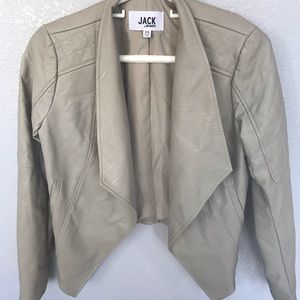 Faux Leather Drape Front Jacket